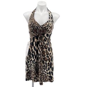 Cache Women’s Leopard Print Halter Dress Size Small, New With Tags, MSRP $128